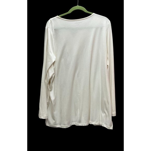 Croft & Barrow‎ Woman's 2X Embroidered Long Sleeve Top V Neck - Picture 2 of 10